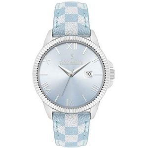 Steve Madden Unisex Datum Functie Strap Horloge, Blauw/Zilver, riem