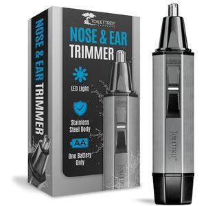 Professionele waterbestendige heavy duty stalen neus- en gezichtshaartrimmer met LED-licht van ToiletTree producten. Gebakken door een
