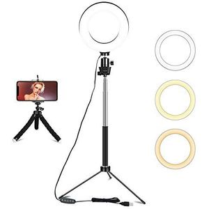 Ringlicht met statief, 12 inch 3 verschillende kleurmodus, handig voor het maken van selfies of een vlog, nieuw in doos en zeer makkelijk te installeren