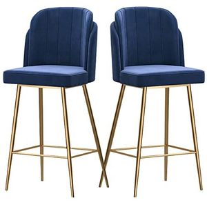 AADDFDD Barkrukken Bar Stoelen Stijlvolle Barkrukken Set van 2, Moderne Fluwelen Bar Stoelen met Rugleuning en Voet Bar voor Keuken, Cafe Diner, Pub, Zithoogte 65cm