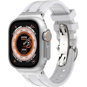 INSTR Rubberen Band Voor Apple Horloge Ultra 2 49mm Serie 9 8 7 45mm Zachte Sport Band Voor iWatch 6 5 4 SE 44mm 42mm Siliconen Armband(Color:White silver,Size:For 38mm 40mm 41mm)