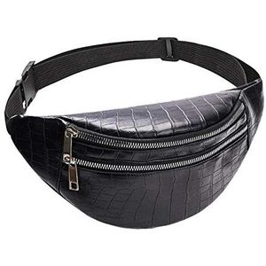 Borstzak taille packs voor lederen fanny packs vrouwen riem borstzakken (Color : Black)
