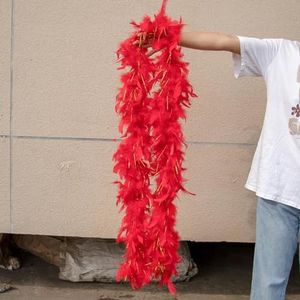 2Yard Kalkoenveer Boa voor DIY Craft Kerstmis Halloween Decor l Trouwjurk Carnaval feestkostuum 38-90g-Rood Gouden-90 Gram