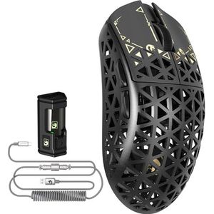 MAMBASNAKE M5 Ultra Carbon Fiber 8000Hz Wireless Gaming Mouse, 39g Superlight, 42000DPI, PAW3950MAX Sensor, Nordic 52840 Chip, Bluetooth/2.4G/USB-C bekabelde Mice met Muis Coiled Cable voor PC/Mac