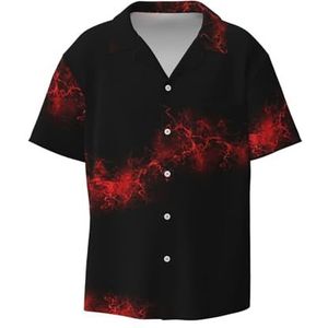 OdDdot Explosion Burst Rood Zwart Print Heren Jurk Shirts Atletische Slim Fit Korte Mouw Casual Business Button Down Shirt, Zwart, XXL