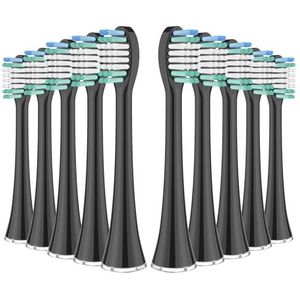 Vervangende opzetborstels compatibel met AquaSonic Black Series, Vibe Series, Black Series Pro, en voor Duo Series Pro elektrische tandenborstel zwart, pak van 10