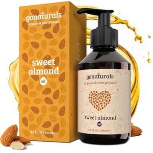 GoNaturals Zoete Amandelolie 100% Puur met Applicator, 250ml - Snel Absorberende Hydraterende Lichaamsolie - Koudgeperst