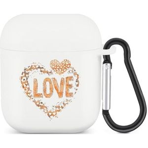 Happy Valentines Day Leopard Love Leuke Case voor AirPods 2&1 Schokbestendige Beschermende Hoofdtelefoon Gevallen Cover Met Sleutelhanger Voor Mannen Vrouwen