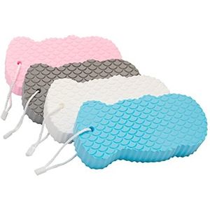 Besobella Exfoliërende spons 4 stuks, superzachte exfoliërende baddouchespons, dode huidverwijderaar voor lichaam, huidscrubber, badspons voor volwassenen en kinderen