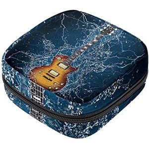 Elektrische Gitaar In Water Maandverband Opbergtas Menstruatie Pad Tas Draagbare Menstruatie Cup Pouch Met Rits Voor Tiener Meisjes Vrouwen Dames