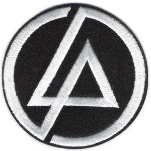 hotrodspirit - patch linkin park logo zwart wit rond 7,5 cm opstrijkbare patch rock