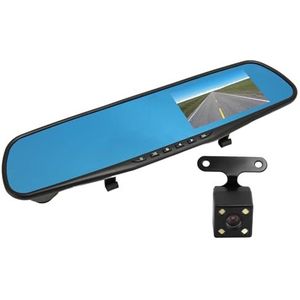 Achteruitkijkspiegelcamera, Achteruitkijkcamera Vooraan 4,3 Inch Dash Cam Achteruitkijkspiegel Parkeerhulp voor Parkeren
