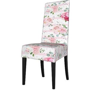 KemEng Roze roos bloemen, stoelhoezen, stoelbeschermer, stretch eetkamerstoelhoes, stoelhoes voor stoelen