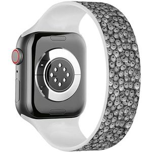 Solo Loop band compatibel met alle series Apple Watch 38/40/41mm (zwart witte pauwenveren) rekbare siliconen band band accessoire, Siliconen, Geen edelsteen