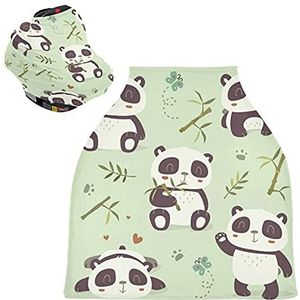 Leuke Panda Bamboe Stretchy Baby Auto Stoelhoes, Luifel Nursing Covers, Zachte Ademend Winddicht Sjaal Changepad voor Winter Baby Borstvoeding Jongens