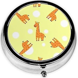 Cartoon Giraffe Pill Box 3 Compartiment Kleine Pil Case voor Pocket & Portemonnee, Draagbare Reizen Pil Organizer Houder