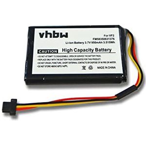 vhbw Li-Ion batterij 950 mAh (3,7 V) compatibel met navigatie, GPS Tomtom One 125, 125, 130, N14644 Canada 310, Traffic Europe 31 4EE0.001.03 vervanging voor VF2, FM58350631376.
