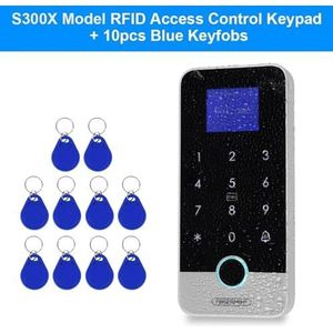 Toegangscontrolekit, Waterdichte Bluetooth Tuya APP Vingerafdruk Toegang Controller Standalone RFID Toetsenbord Touch Toetsenbord 13.56MHz Deuropener Systeem(S300X VS Blue Keys)
