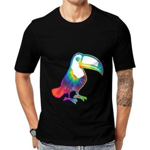 Tie Dye Toucan grafisch T-shirt met korte mouwen voor heren ronde hals print casual T-shirt S
