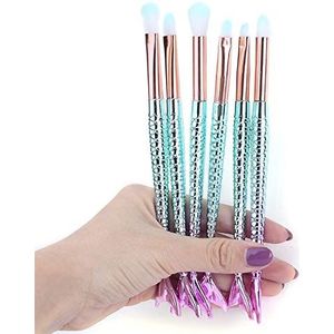 Bswefty 7/10 stks Make-up Borstels Tool Blending Beauty Cosmetics Kit Set van Borstel Gezicht Oogschaduw Lip Artist Zeemeermin Markeerstift Foundation (Handvat Kleur: Oranje)