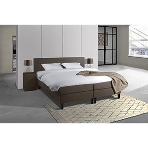 Boxspring Softa Premium - Pocketvering - Tijdelijk GRATIS 2 Kussens & dekbed - Compleet bed (Notenbruin, 160x220)