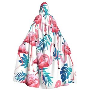 WURTON Flamingo Vogel Groen Blad Carnaval Kostuums Voor Volwassenen Cosplay Cape Kostuums Mantel Met Capuchon Voor Vrouwen Mannen 185cm