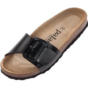 Palado Damessandalen Malta EGS metallic, Made in Spanje, sandalen met voetbed van natuurlijk kurk, met zool van het fijnste suède, extra comfortabel, zwart, 38 EU