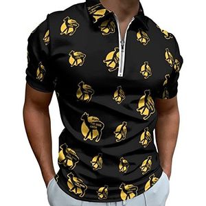 Save The Drama For You Lama Poloshirts met halve rits voor mannen slim fit T-shirt met korte mouwen sneldrogend golftops T-shirts M