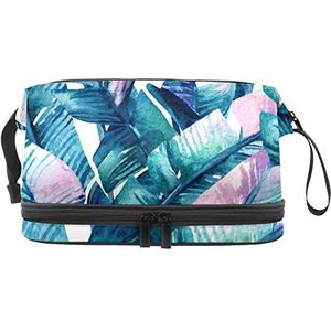Grote capaciteit reizen cosmetische tas,Bananenblad ins stijl patroon, make-up tas, waterdichte make-up tas organisator, Meerkleurig, 27x15x14 cm/10.6x5.9x5.5 in