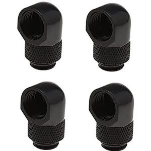 The Lord of the Tools 4 x 90 graden G1/4 verbindingsstuk gebogen buis met schroefdraad van verchroomd messing voor zacht en hard pc-waterkoelsysteem