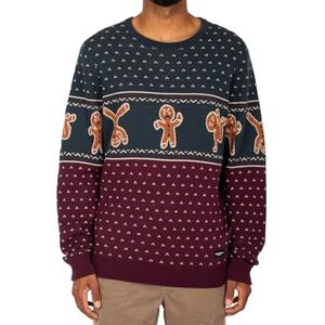 IRIEDAILY Cookieman Gebreide trui voor heren, groen rood, XL
