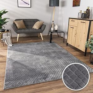 Vloerkleed Woonkamer Laagpolig Patroon Scandinavisch Boho 3D, Maat:220x340 cm, Kleur:Antraciet