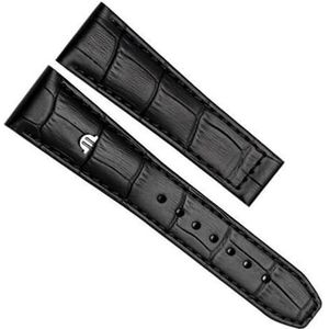 dayeer Koe lederen horlogeband voor MAURICE LACROIX Eliros horlogeband zwart bruin eerste laag kalfsleer polsband (Color : Black no buckle, Size : 22mm)