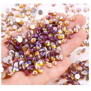 Ik heb het kristal gemaakt, Crystal AB Rhinestone Nail Gems Flatback Multicolor SS4-SS30(Gold yellow AB,SS12-1440pcs)