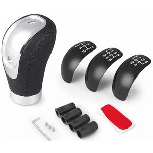 AYXAMO Versnellingsknop, auto versnellingspookknop 5/6 versnellingen auto handmatige versnellingspook schakelknop schakelknop universeel leer (zwart)