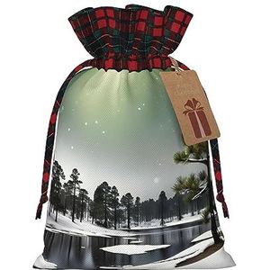 Pine Needle Tree Winter Herbruikbare Gift Bag - Trekkoord Kerst Gift Bag, Perfect voor Feestelijke Seizoenen, Kunst & Craft Tas