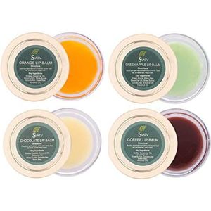 .SVATV Assorted Lip Balm pack of x4 With Chocolate, Coffee, Orange & Green Apple Flavours to Repair, Hydrating Dry or Chapped Lips, Best moisturizing lip balm for Men & Women 15g