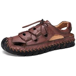 EKsma Wandelsandalen voor heren, gesloten teen, zomer, strandschoenen, trekking, wandelen, outdoor, sporten, tuinieren, lichtgewicht, comfortabele sandalen, donkerbruin, 41.5 EU