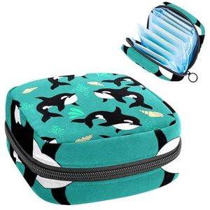 Opbergtas voor maandverband, menstruatiecup zakje tampon tas, menstruatiepads, houder organizer voor vrouwen en meisjes, walvisdier