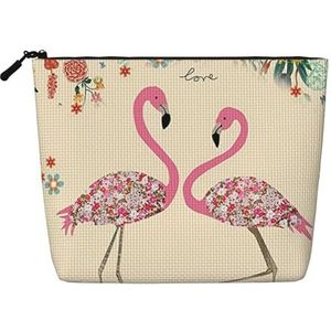 FZGGWYHL Flamingo's en bloemen bedrukte nep hennep hennep make-up tas dagelijkse opbergtas, Zwart, Eén maat, Tas Organizer
