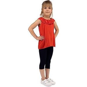 looksy Meisjesleggings - Capri zomerbroek in basic stijl, 19 kleuren, ondoorzichtig, comfortabel, dagelijkse kleding, zacht, ademend katoen, maten 3 tot 13 jaar (98 tot 158 cm), marineblauw, 98