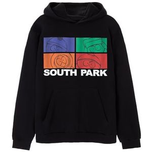 South Park gekleurde blok zwarte heren Hoodie | Grafisch sweatshirt | Klassieke Cartoon Kleding | South Park Cadeau Merchandise