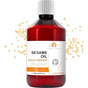 B.O.T Cosmetic & Wellness - Gecertificeerde biologische sesamolie, koudgeperst, 100% natuurlijk | Ayurvedische massageolie | Gezichts- en lichaamsverzorging | Haarverzorging, 100 ml