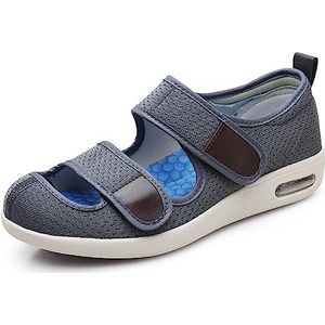 Diabetische schoenen, extra brede schoenen dames heren, medische schoenen voor gezwollen voeten, orthopedische diabetische schoenen met traagschuim verstelbare wandelschoenen(Grijs,42EU)