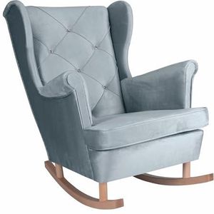 SEELLOO Schaulkstoel woonkamer oorfauteuil fluwelen lounge stoel televisiestoel relaxstoel woonkamer stoel bank fauteuil 102 x 81 x 95 cm, lichtblauw