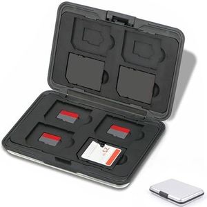 Jaimela 16 slots geheugenkaarthoes, voor 8 Micro SD SDXC SDHC + 8 SD SDXC SDHC, waterdicht schokbestendig (zilver)