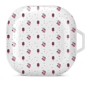Raspberries Ice Cream Earbuds Case Compatibel met Samsung Hard Shell Beschermhoes Wit-Stijl