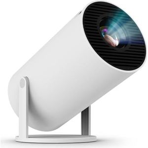 Miniprojector 4K, ondersteunt wifi 6 en BT 5.0, 180° draaibare projector, full HD met trapeziumcorrectie, geschikt voor telefoon/computer/tvbox (wit)