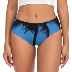 yagDAA Palm Tree Print Womens Ondergoed Zachte Elastische Bikini Slips Knickers Dames Hipster Slipje Onderbroek, Zwart, 3XL
