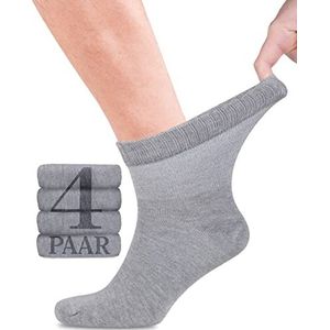 Fiera Besa Diabetische sokken met lycra voor heren: enkelhoog; zonder naad aan de basis van de teennagels; 4 paar, lichtgrijs, 39-42 EU